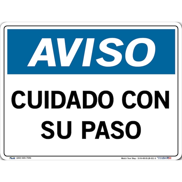 Vinyl Label Sign, 9-1/2" Height, 12-1/2" Width, Vinyl Label, Rectangle, Spanish